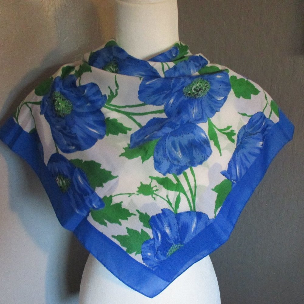 Bright blue floral scarf